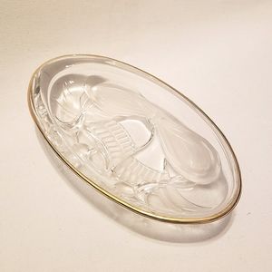 Studio Nova Glass Dish with Holiday Bells and Gold Trim